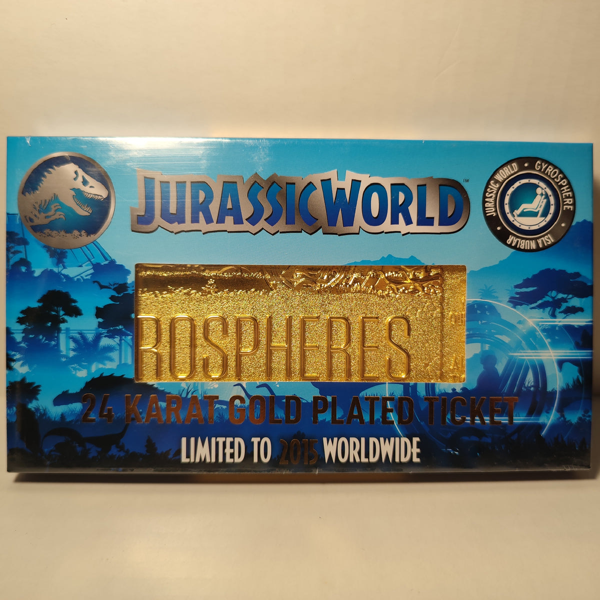 Jurassic World - Gyrosphere 24k Gold Plated Ticket