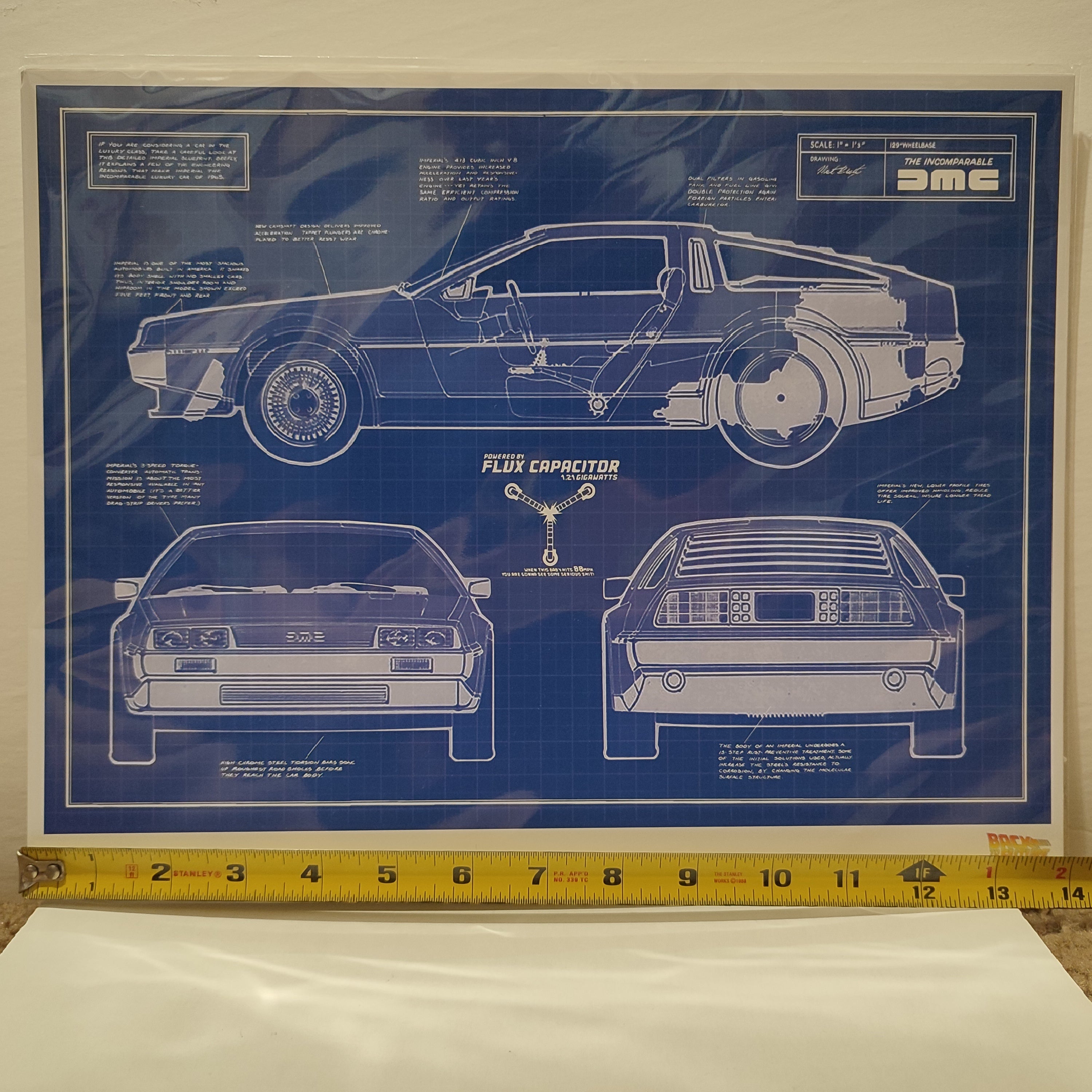 Back To The Future - Delorean Schematics Art Print