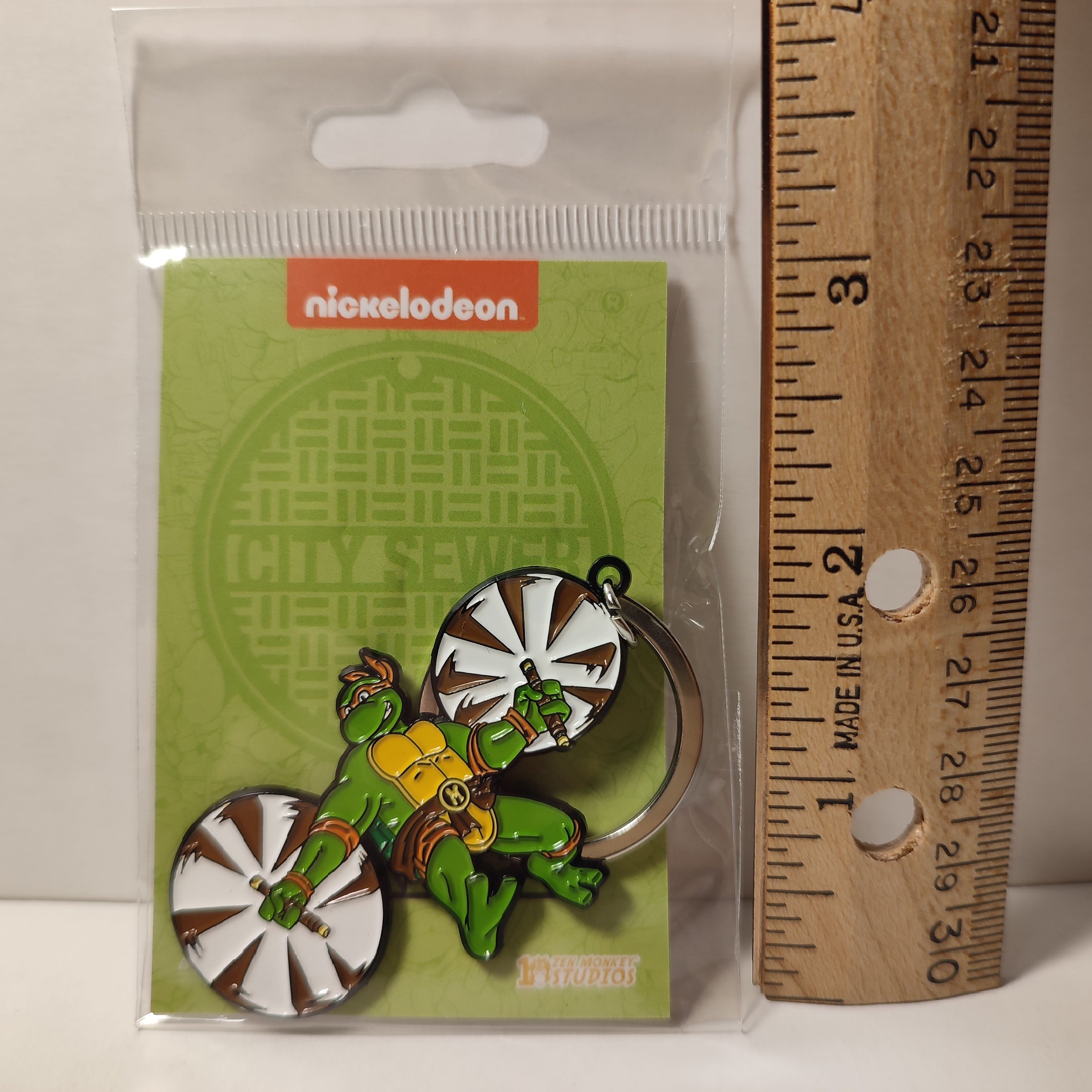 TMNT - Leaping Michelangelo Metal Keychain