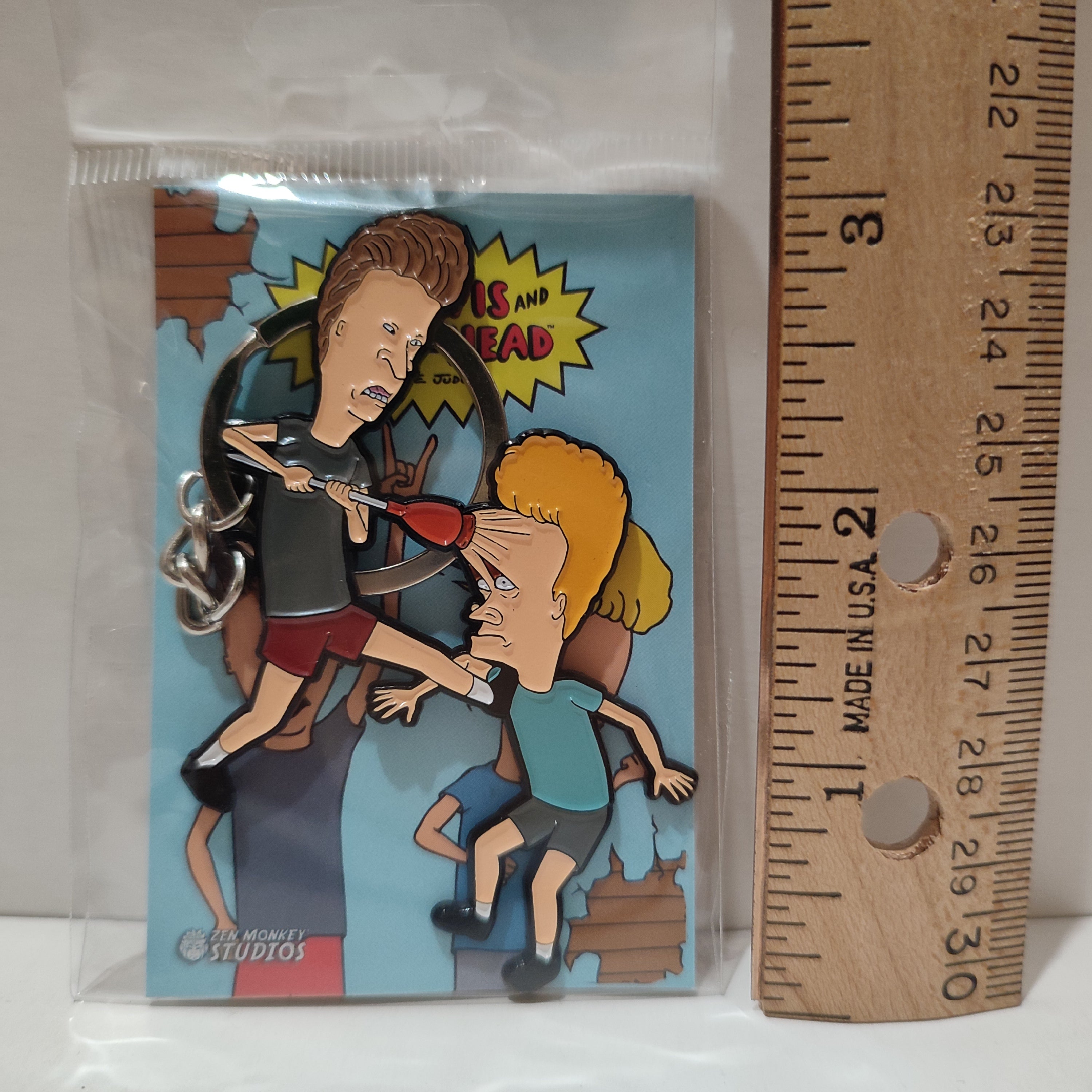 Beavis and Butthead Plunger Harassment Keychain Official Metal Keyring