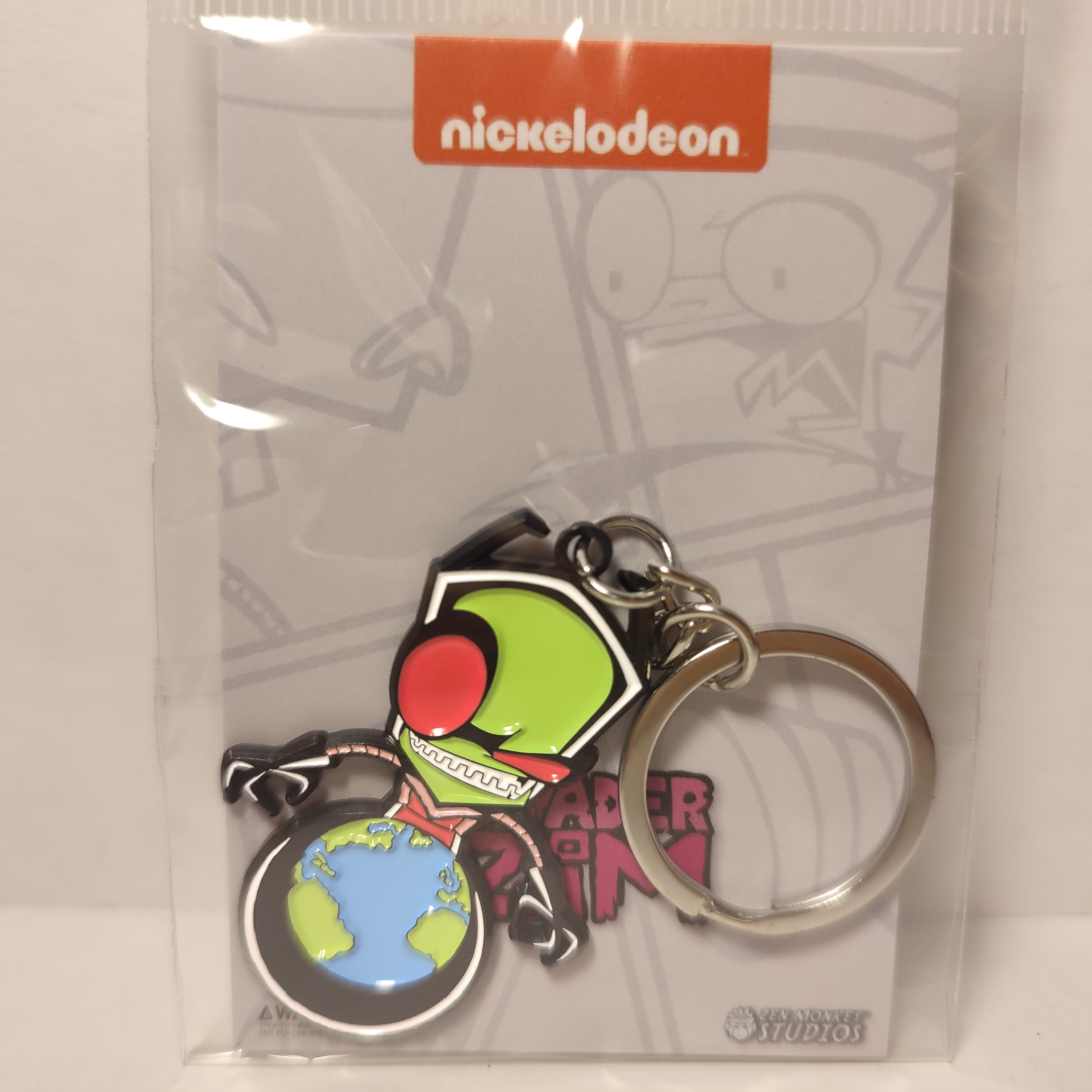 Invader Zim World Domination Keychain Official Cartoon Collectible Metal Keyring